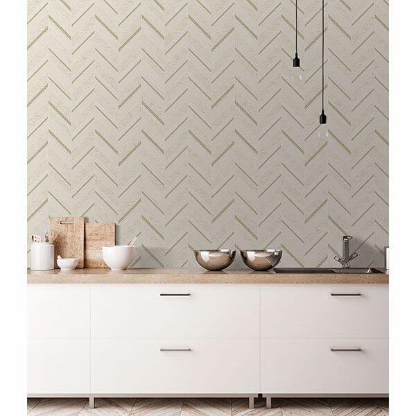 Punta Mita Cream Chevron Wallpaper - York Wallcoverings - 2835-42417 - York Wallcoverings Wallpaper