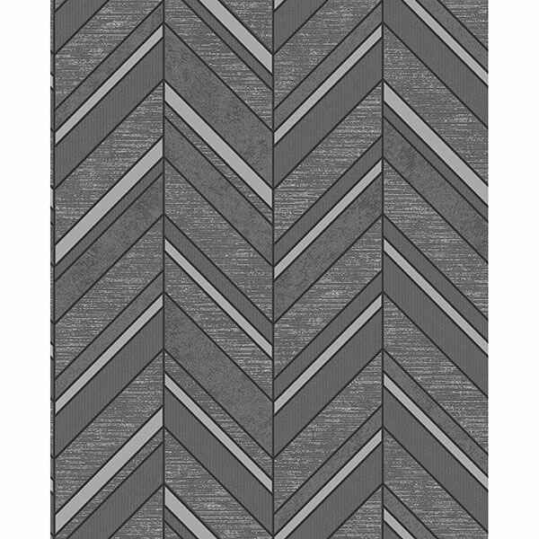 Punta Mita Charcoal Chevron Wallpaper - York Wallcoverings - 2835-42418