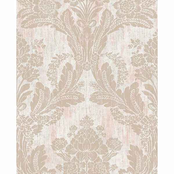 Zemi Light Pink Damask Wallpaper - York Wallcoverings - 2835-M1411 - York Wallcoverings Wallpaper