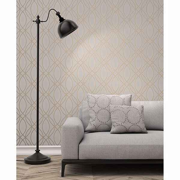 Lisandro Rose Gold Geometric Lattice Wallpaper - York Wallcoverings - 2834-42345 - York Wallcoverings Wallpaper