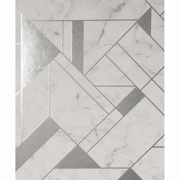 Gulliver Silver Marble Geometric Wallpaper - York Wallcoverings - 2834-M1467