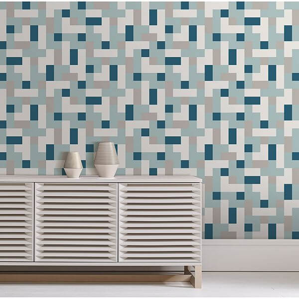 alby-blue-geometric-wallpaper-york-wallcoverings-2889-25221 - York Wallcoverings Wallpaper