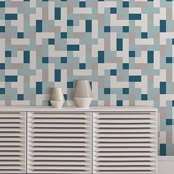 alby-blue-geometric-wallpaper-york-wallcoverings-2889-25221 - York Wallcoverings Wallpaper