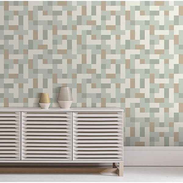 Alby Mint Geometric Wallpaper - York Wallcoverings - 2889-25222 - York Wallcoverings Wallpaper