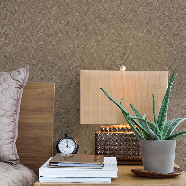 karma-brown-herringhone-weave-wallpaper-york-wallcoverings-2830-2764 - York Wallcoverings Wallpaper