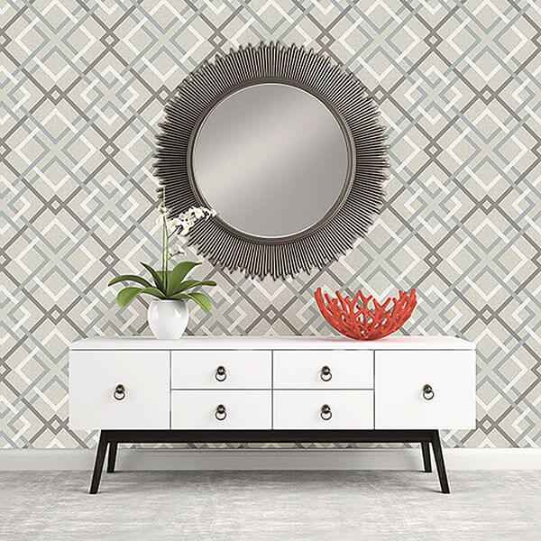 Saltire Emile Taupe Lattice Wallpaper - York Wallcoverings - 2901-22649 - York Wallcoverings Wallpaper