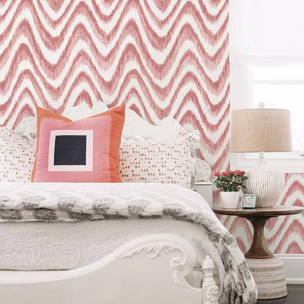 bargello-red-faux-grasscloth-wave-wallpaper-york-wallcoverings-2901-25405 - York Wallcoverings Wallpaper