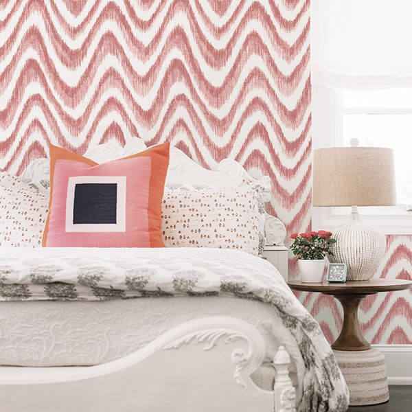Bargello Red Faux Grasscloth Wave Wallpaper - York Wallcoverings - 2901-25405 - York Wallcoverings Wallpaper