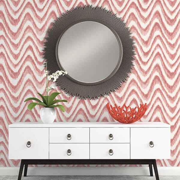 Bargello Red Faux Grasscloth Wave Wallpaper - York Wallcoverings - 2901-25405 - York Wallcoverings Wallpaper