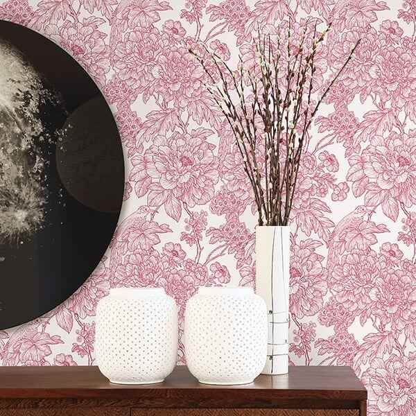 Birds of Paradise Breeze Red Floral Wallpaper - York Wallcoverings - 2901-25410 - York Wallcoverings Wallpaper