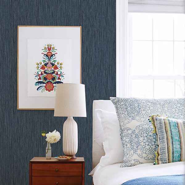 Raffia Thames Blue Faux Grasscloth Wallpaper - York Wallcoverings - 2901-25423 - York Wallcoverings Wallpaper