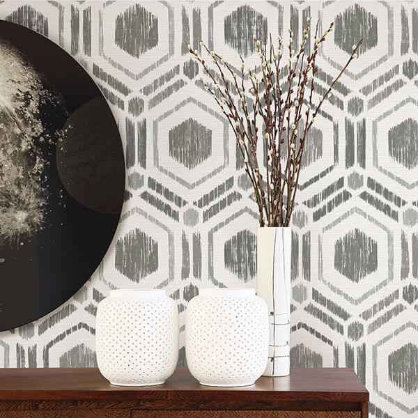 Borneo Taupe Geometric Grasscloth Wallpaper - York Wallcoverings - 2901-25432 - York Wallcoverings Wallpaper
