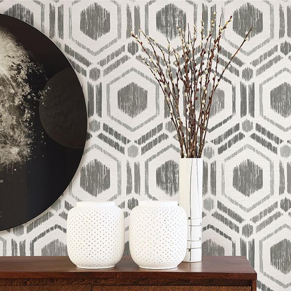 borneo-taupe-geometric-grasscloth-wallpaper-york-wallcoverings-2901-25432 - York Wallcoverings Papel pintado