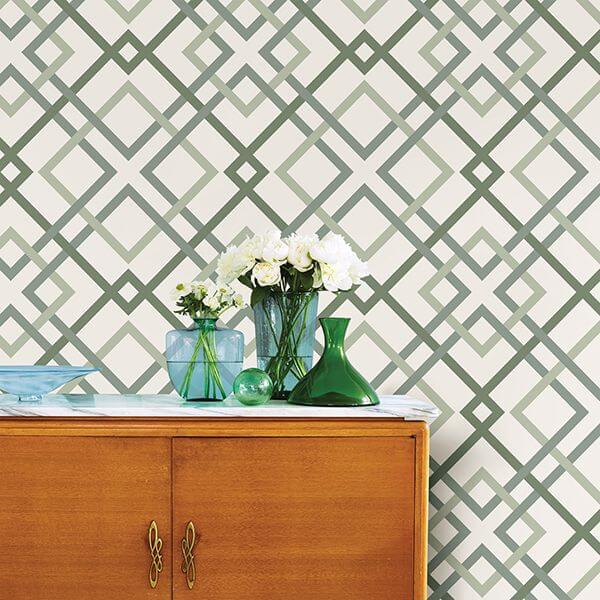 saltire-emile-green-lattice-wallpaper-york-wallcoverings-2901-25437 - York Wallcoverings Papel pintado