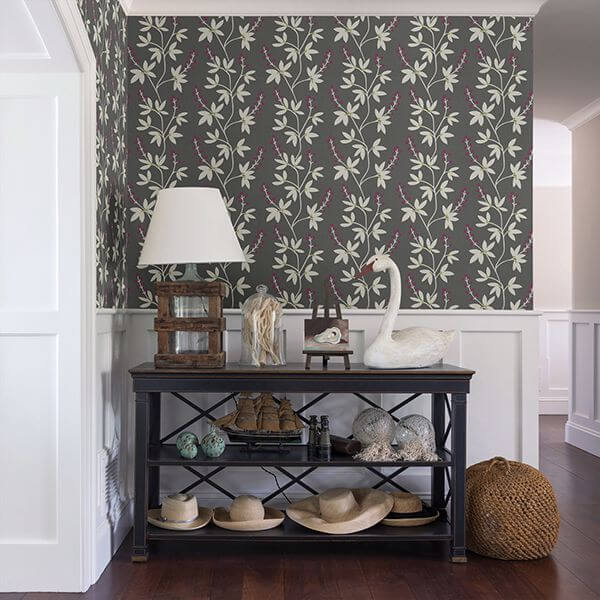 linnea-elsa-charcoal-botanical-trail-wallpaper-york-wallcoverings-2901-25439 - York Wallcoverings Wallpaper