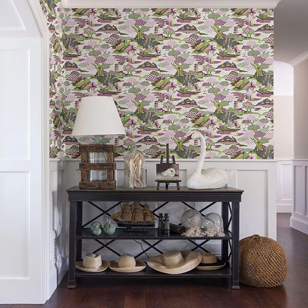 joy-de-vie-magenta-toile-wallpaper-york-wallcoverings-2901-87506 - York Wallcoverings Wallpaper