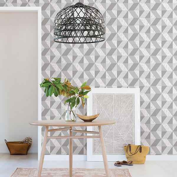 Cerium Grey Concrete Geometric Wallpaper - York Wallcoverings - 2908-25314 - York Wallcoverings Wallpaper