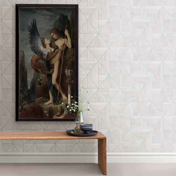 Cheverny Light Grey Geometric Wood Wallpaper - York Wallcoverings - 2908-25320 - York Wallcoverings Wallpaper