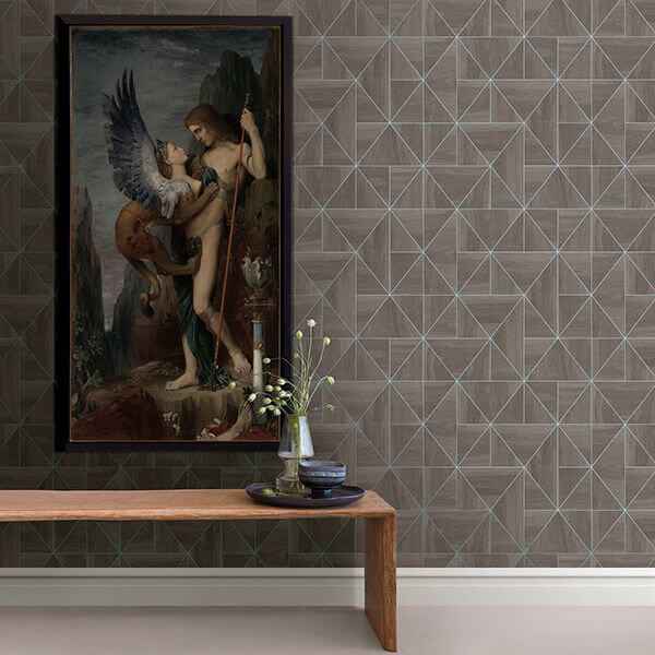Cheverny Coffee Geometric Wood Wallpaper - York Wallcoverings - 2908-25322 - York Wallcoverings Wallpaper