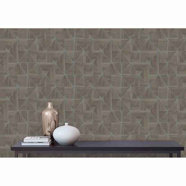 Cheverny Coffee Geometric Wood Wallpaper - York Wallcoverings - 2908-25322 - York Wallcoverings Wallpaper