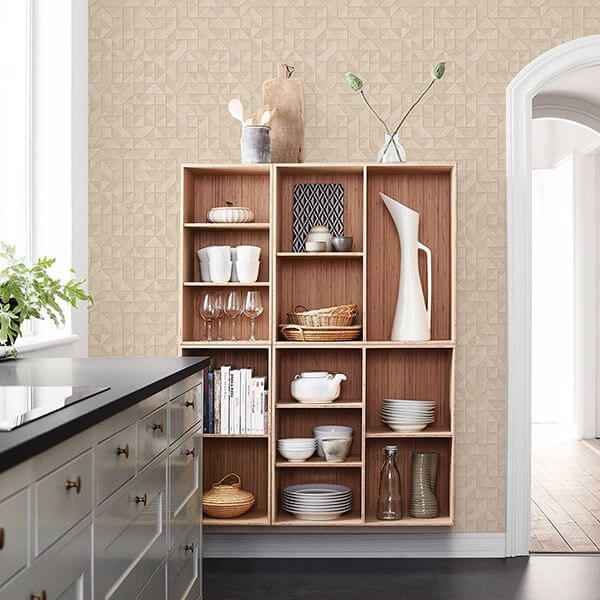 Gallerie Cream Geometric Wood Wallpaper - York Wallcoverings - 2908-25329 - York Wallcoverings Wallpaper