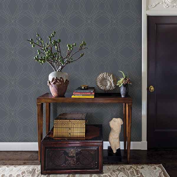Relativity Charcoal Geometric Wallpaper - York Wallcoverings - 2908-87107 - York Wallcoverings Wallpaper