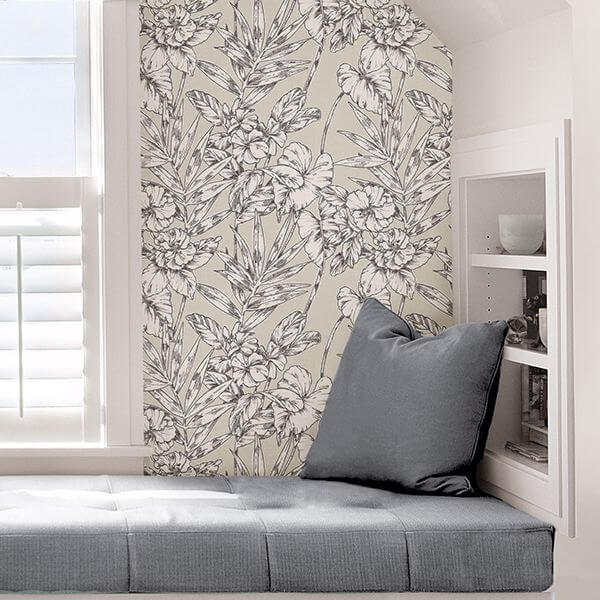Grey Cayman Peel and Stick Wallpaper - York Wallcoverings - NUS3145 - York Wallcoverings Wallpaper