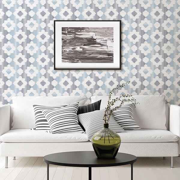 Babylon Blue Abstract Floral Wallpaper - York Wallcoverings - 2902-25521 - York Wallcoverings Wallpaper