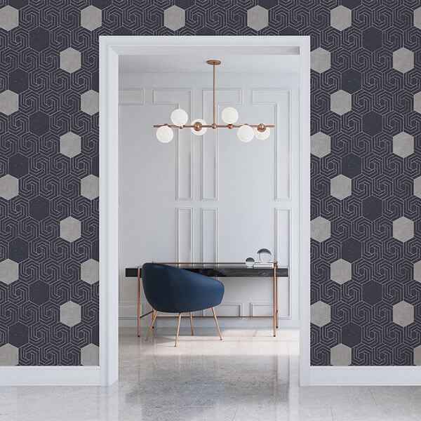 Momentum Navy Geometric Wallpaper - York Wallcoverings - 2902-25547 - York Wallcoverings Wallpaper