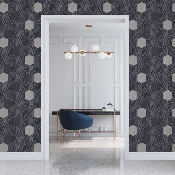momentum-navy-geometric-wallpaper-york-wallcoverings-2902-25547 - York Wallcoverings Papel pintado
