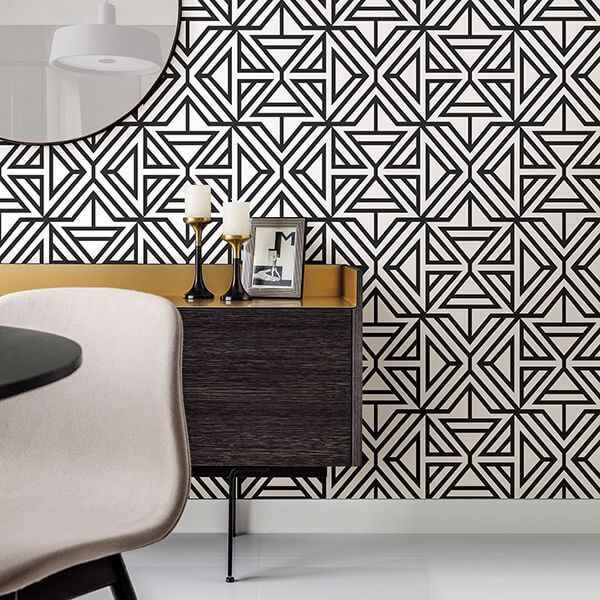 Helios Black Geometric Wallpaper - York Wallcoverings - 2902-25553 - York Wallcoverings Wallpaper