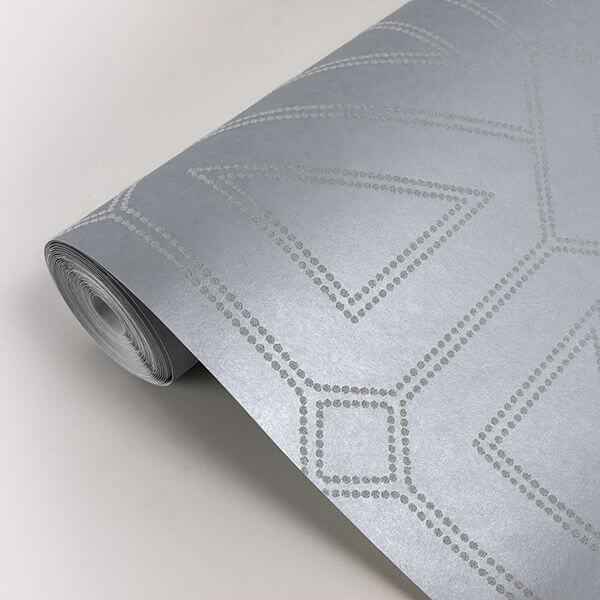 Voltaire Silver Beaded Geometric Wallpaper - York Wallcoverings - 2902-87334 - York Wallcoverings Wallpaper