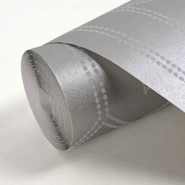 Voltaire Platinum Beaded Geometric Wallpaper - York Wallcoverings - 2902-87338 - York Wallcoverings Wallpaper