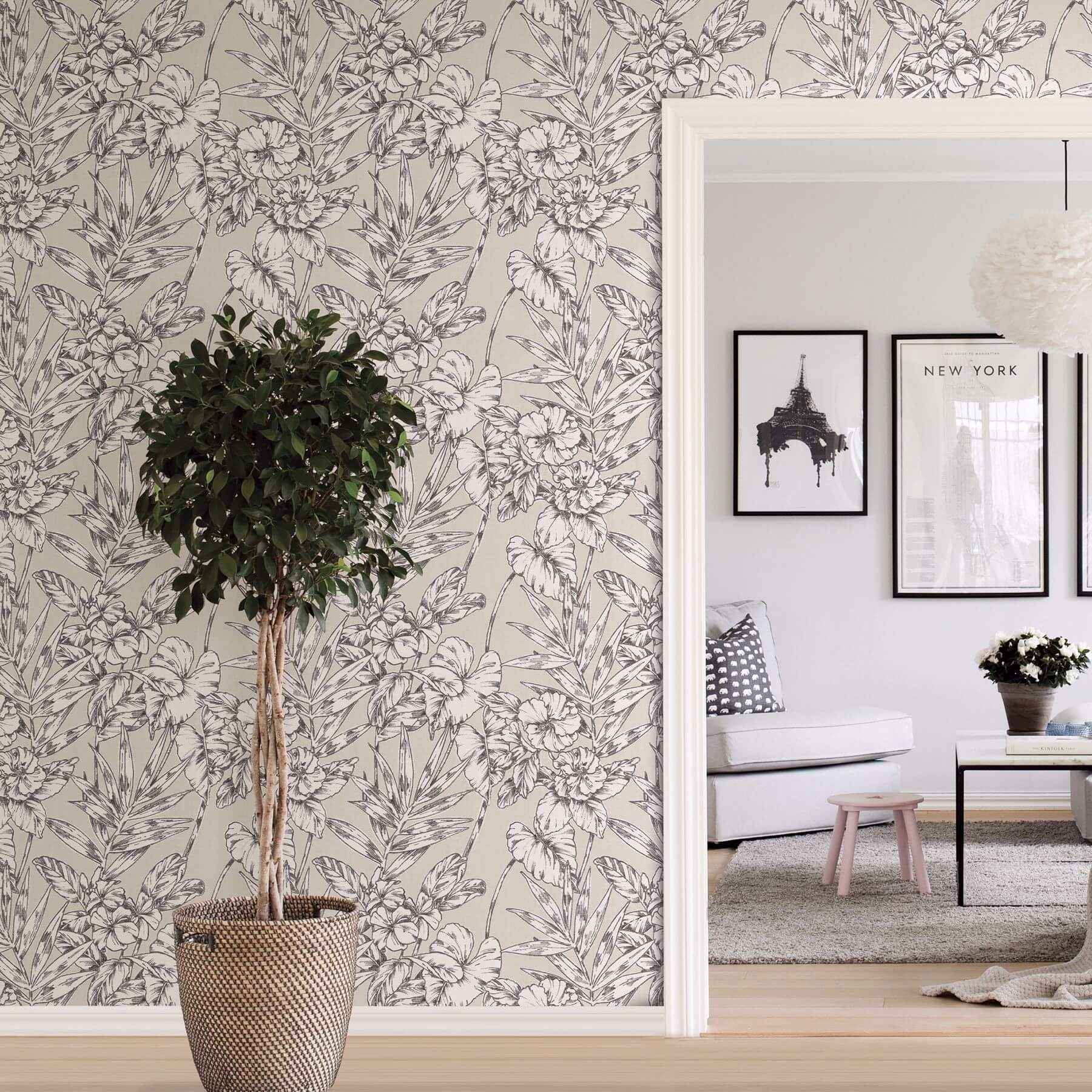 Grey Cayman Peel and Stick Wallpaper - York Wallcoverings - NUS3145 - York Wallcoverings Wallpaper