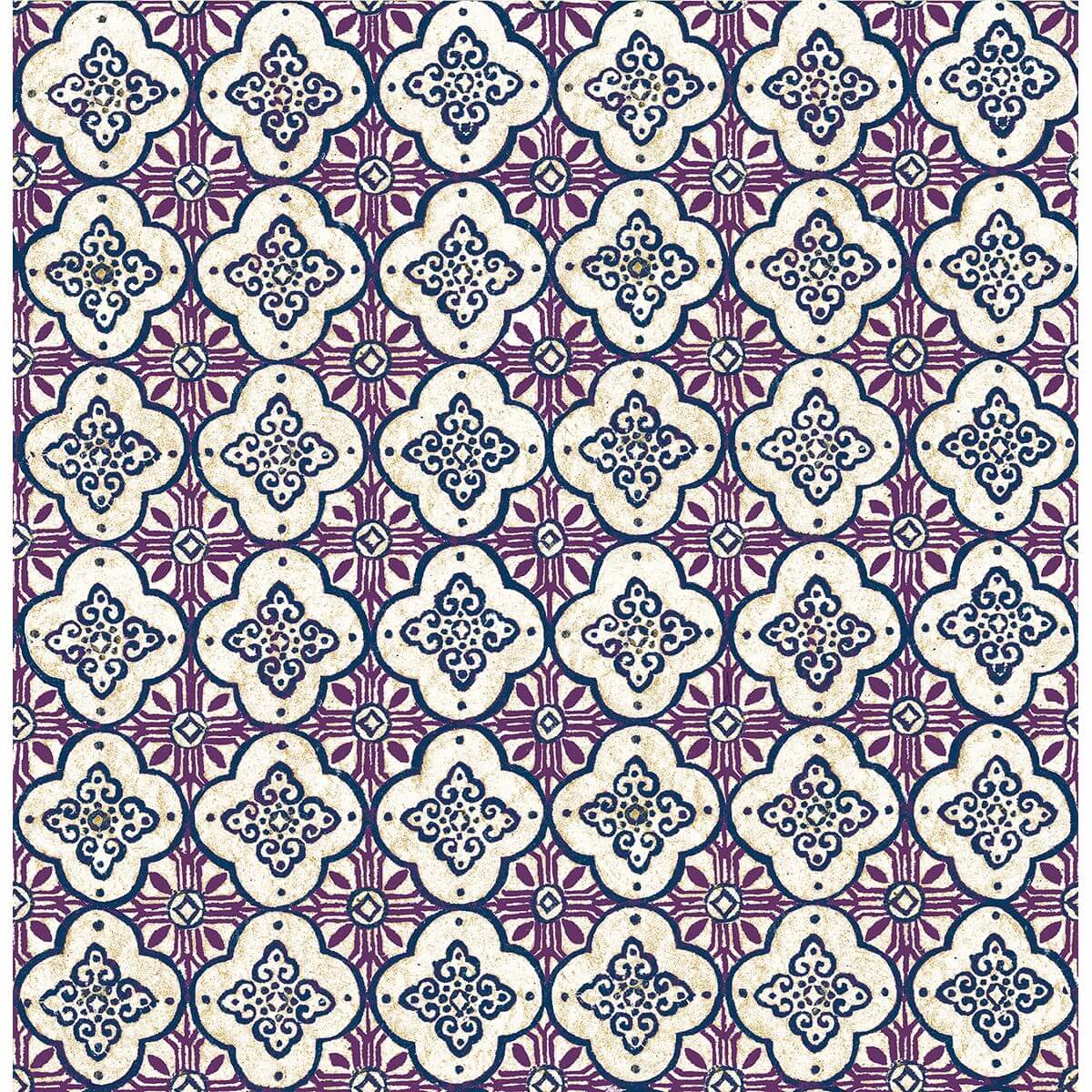 geo-violet-quatrefoil-wallpaper-york-wallcoverings-1014-001852 - York Wallcoverings Papel pintado