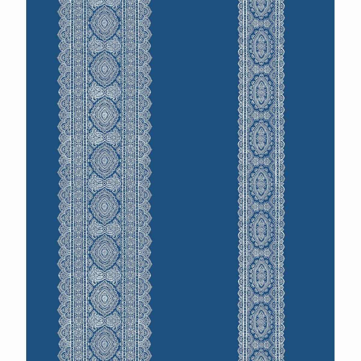 Brynn Indigo Paisley Stripe Wallpaper - York Wallcoverings - 1014-001832