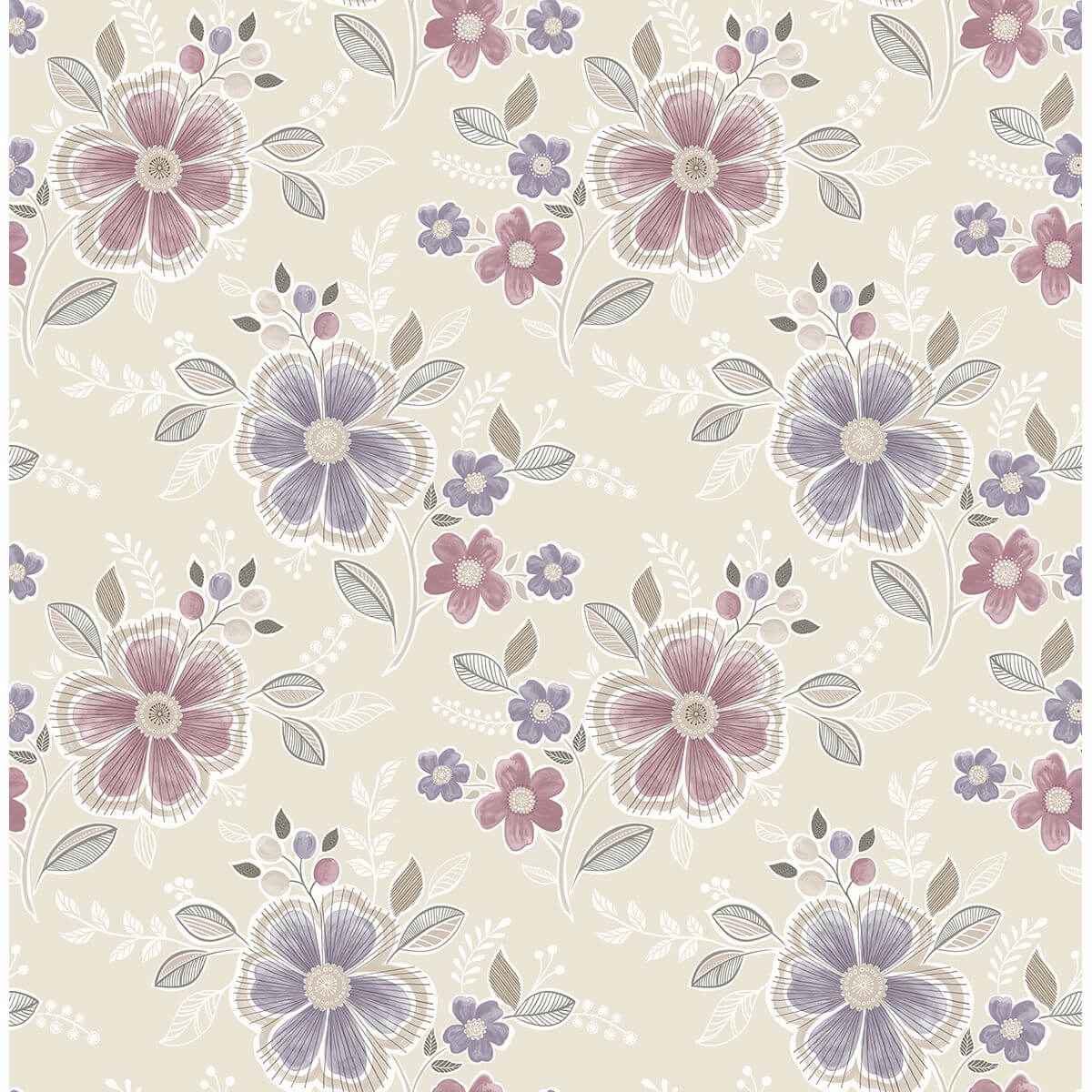 Chloe Purple Floral Wallpaper - York Wallcoverings - 2657-22203 - York Wallcoverings Wallpaper