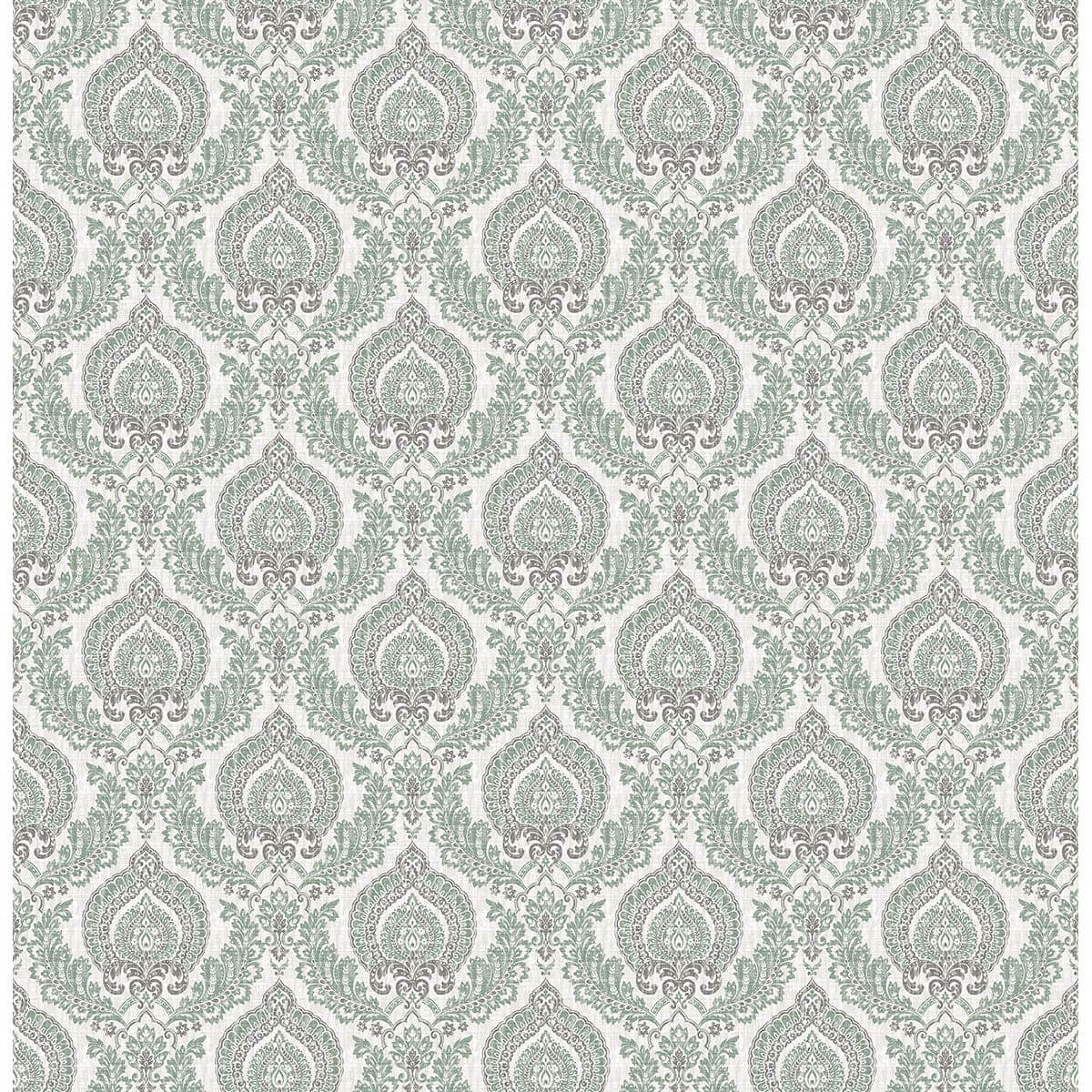 lulu-dark-green-damask-wallpaper-york-wallcoverings-2657-22229 - York Wallcoverings Papel pintado