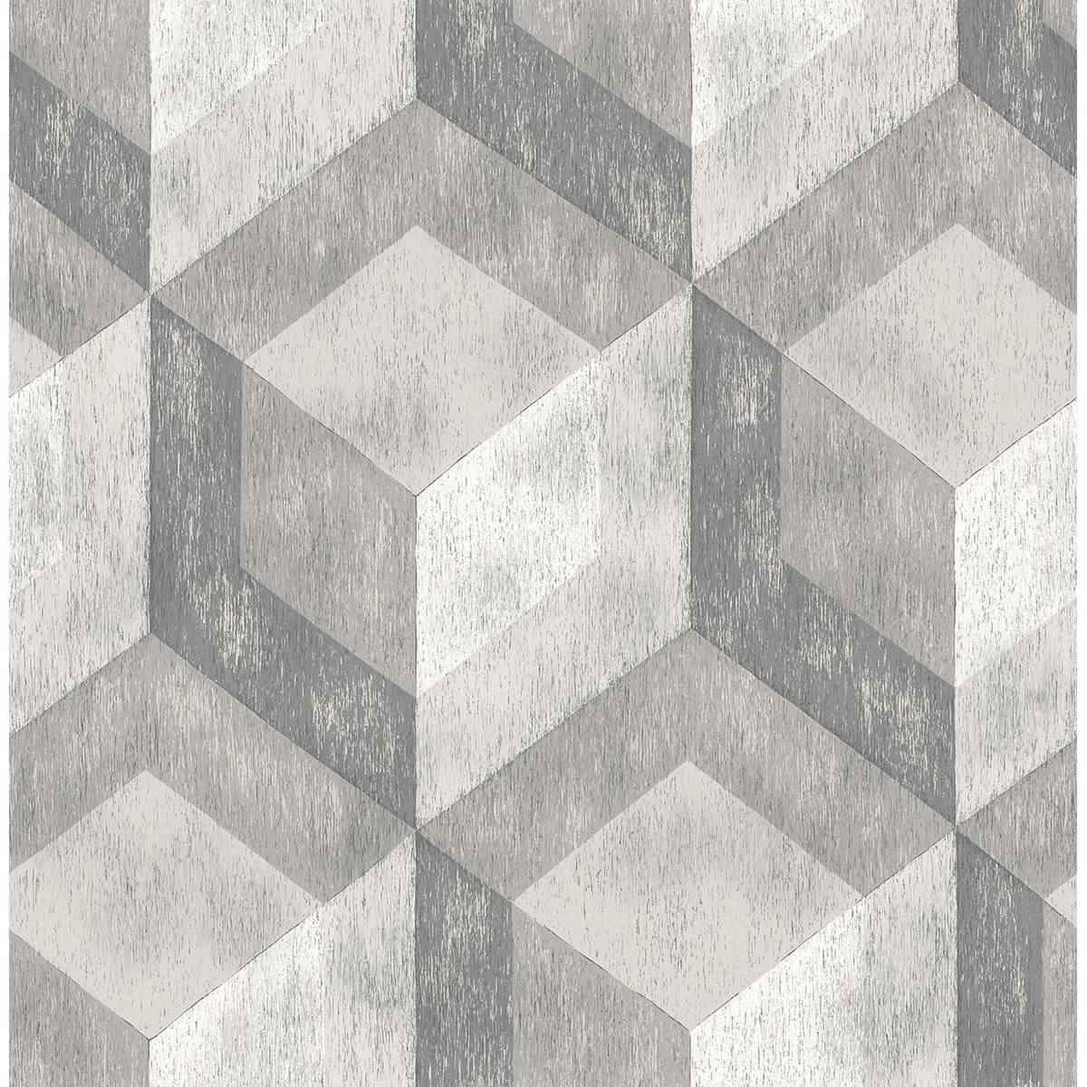 Ash Rustic Wood Tile Wallpaper - York Wallcoverings - 2701-22306