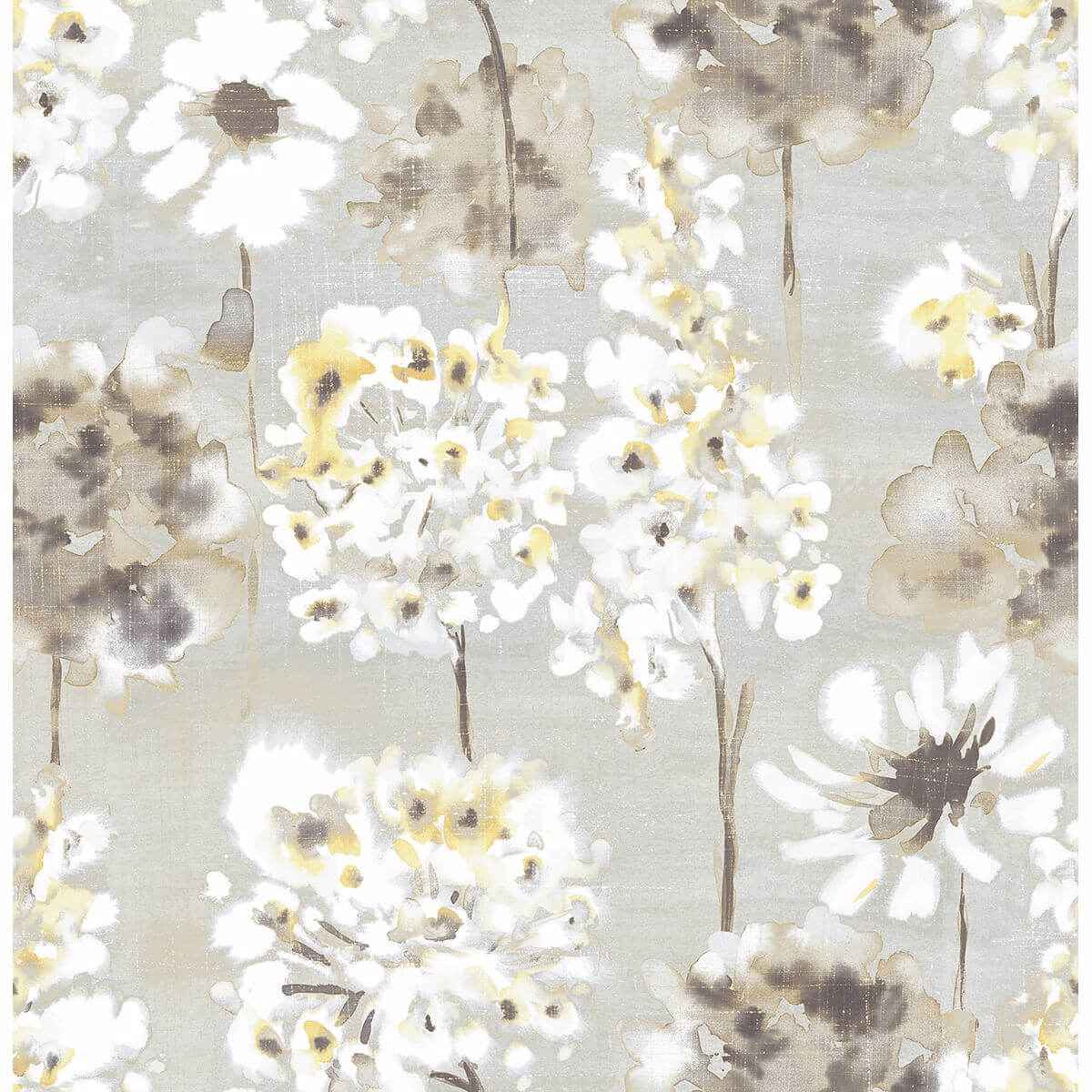 Marilla Yellow Watercolor Floral Wallpaper - York Wallcoverings - 2656-004003