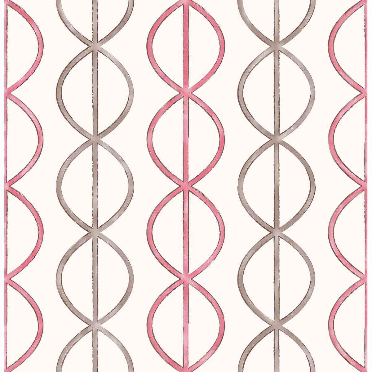 Banning Stripe Pink Geometric Wallpaper - York Wallcoverings - 2656-004009