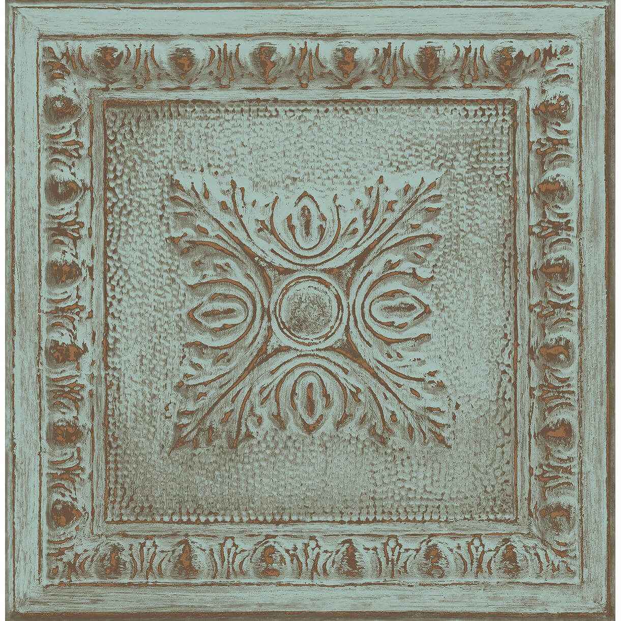 Ornamental Turquoise Tin Tile Wallpaper - York Wallcoverings - 2540-24032 - York Wallcoverings Wallpaper