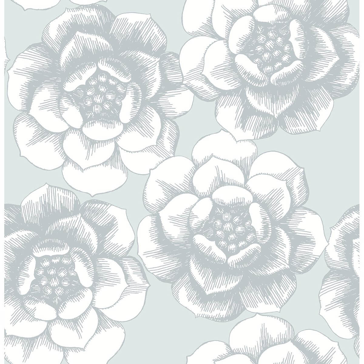 fanciful-silver-floral-wallpaper-york-wallcoverings-2763-24240 - York Wallcoverings Papel pintado