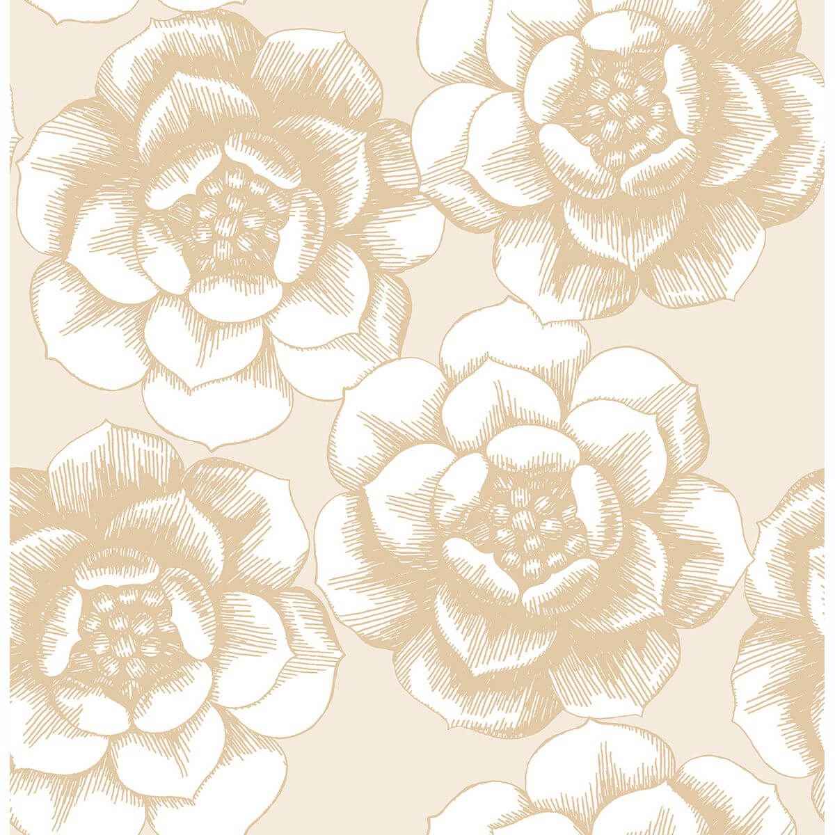 Fanciful Gold Floral Wallpaper - York Wallcoverings - 2763-24241
