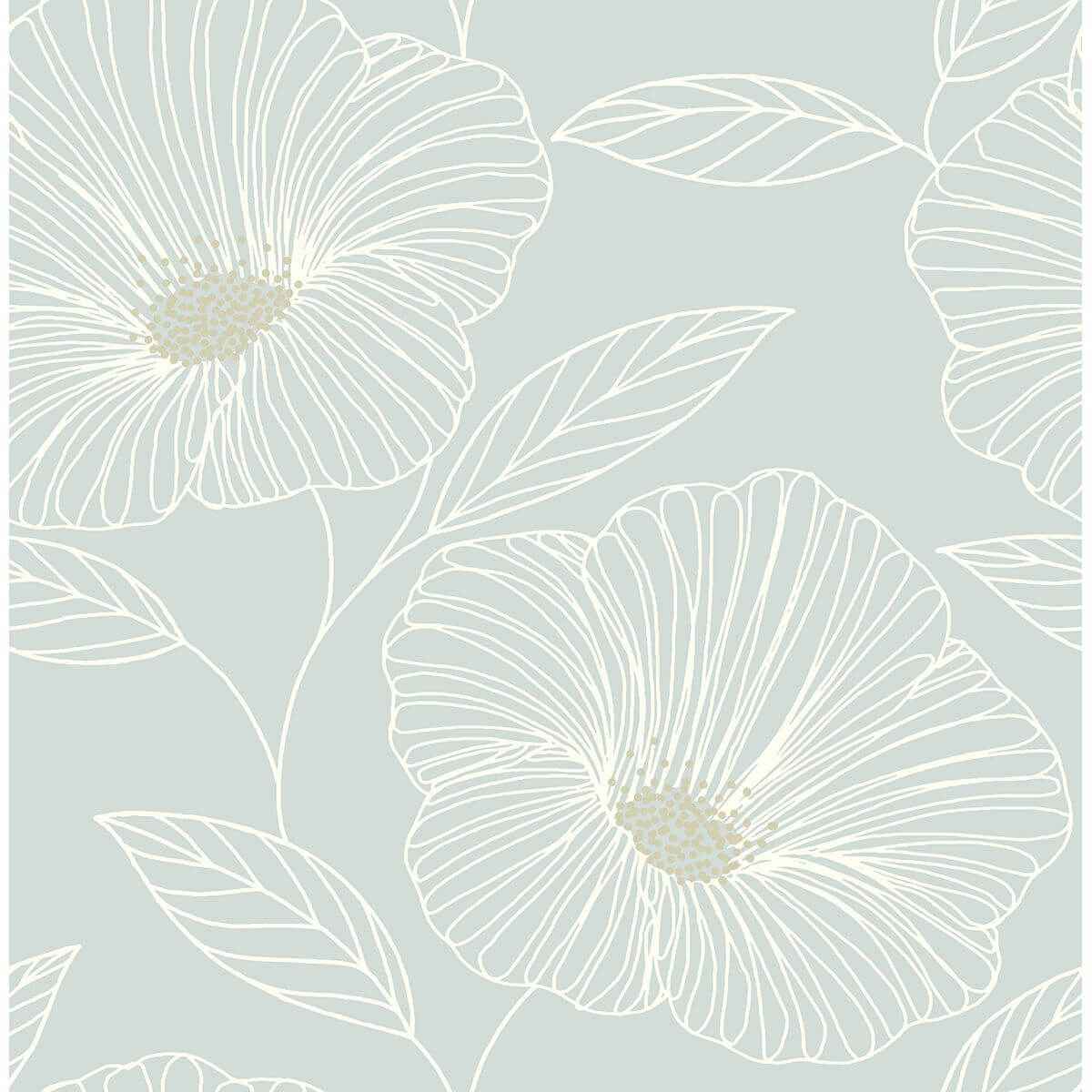 Mythic Seafoam Floral Wallpaper - York Wallcoverings - 2764-24321