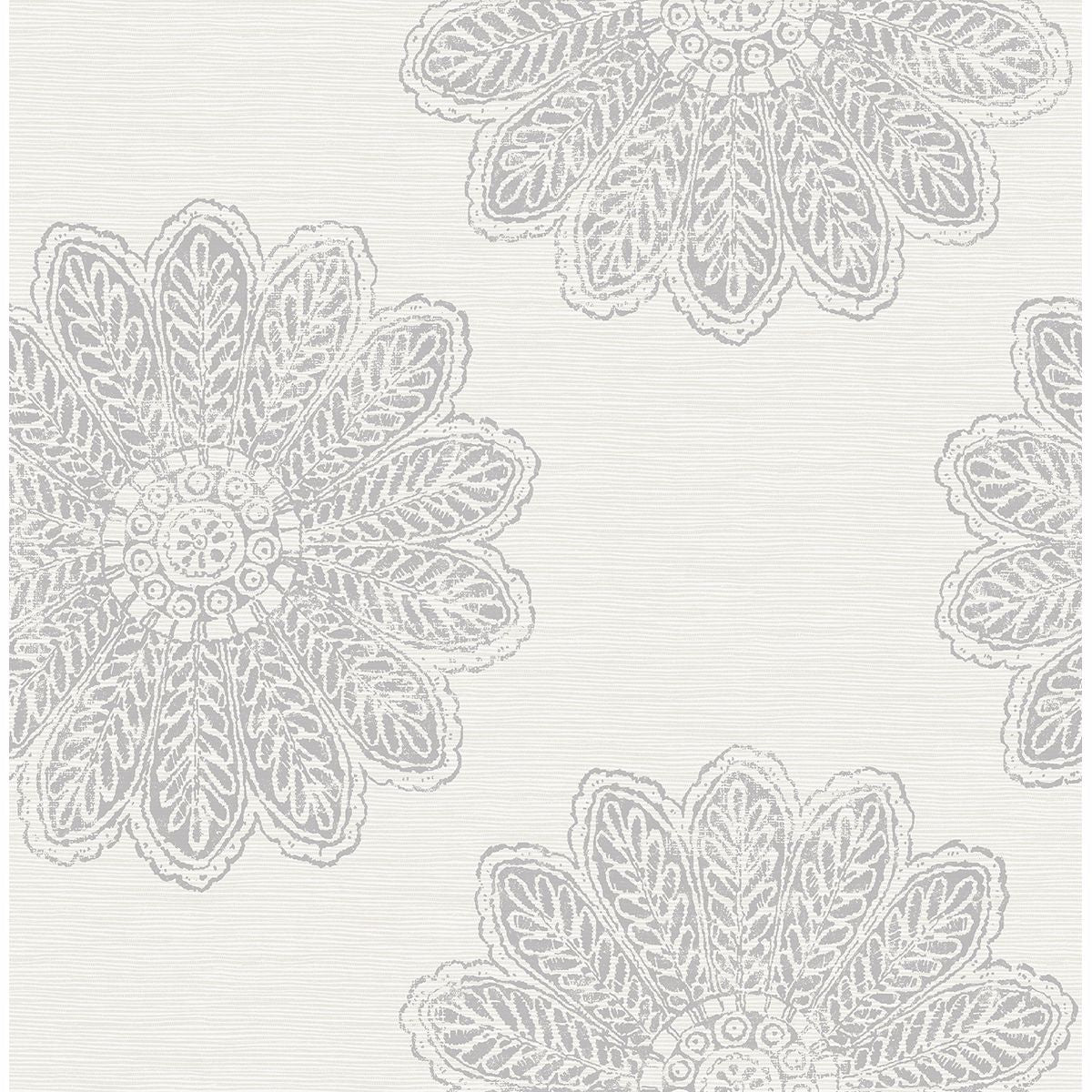 Sol Light Grey Medallion Wallpaper - York Wallcoverings - 2793-24747