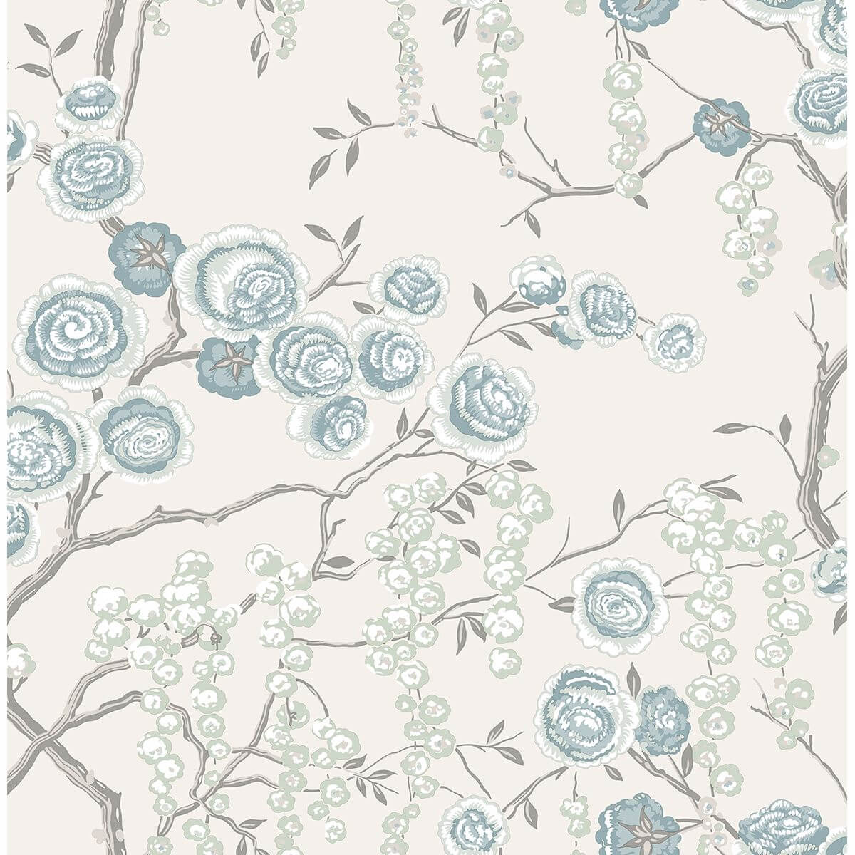 aqua-peony-tree-wallpaper-york-wallcoverings-2785-24832 - York Wallcoverings Wallpaper