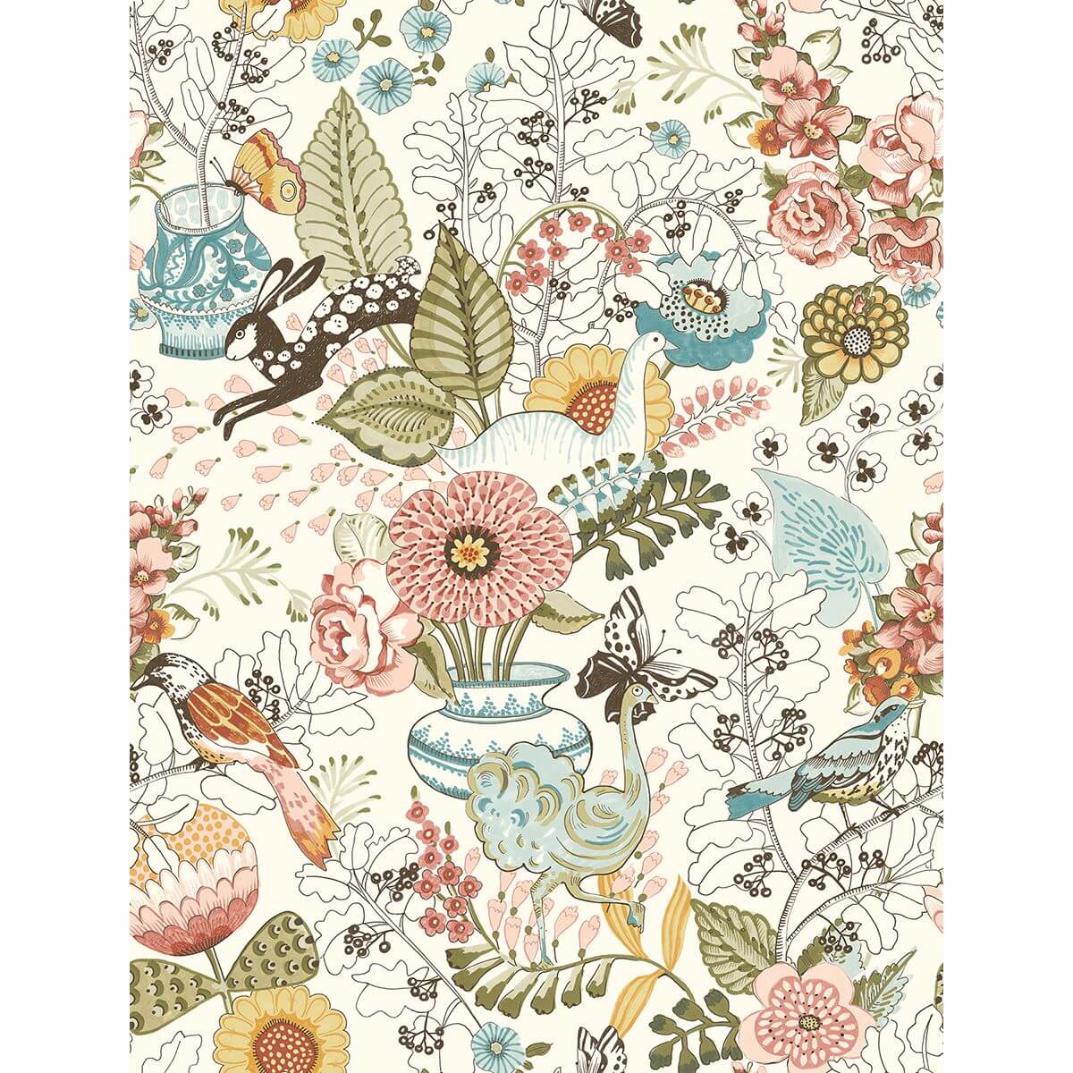 whimsy-pink-fauna-wallpaper-york-wallcoverings-2821-12802 - York Wallcoverings Papel pintado