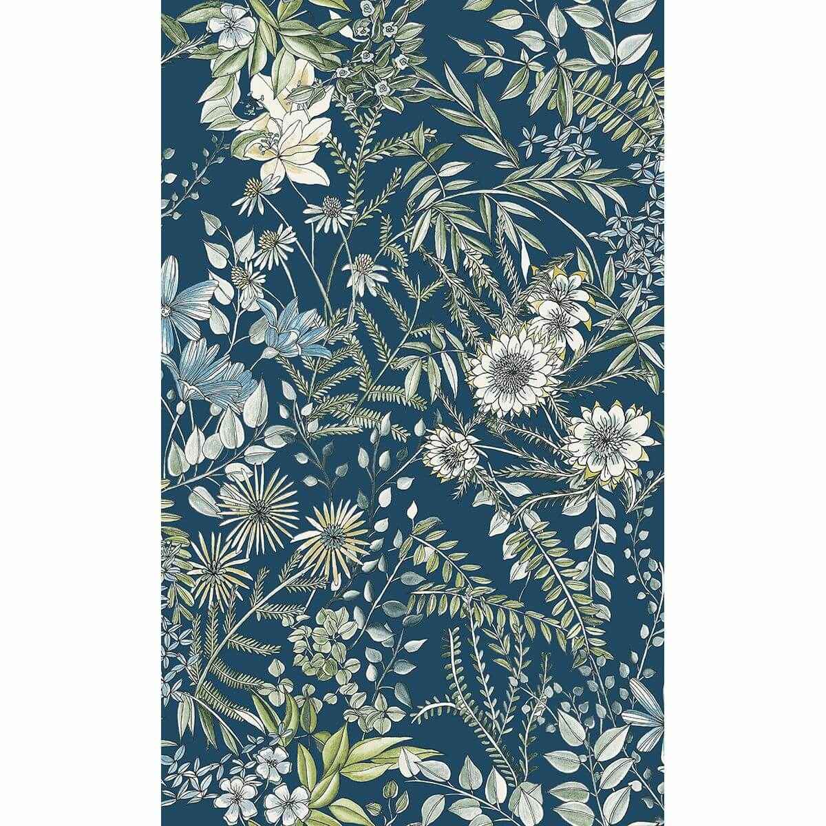 Full Bloom Navy Navy Floral Wallpaper - York Wallcoverings - 2821-12902 - York Wallcoverings Wallpaper