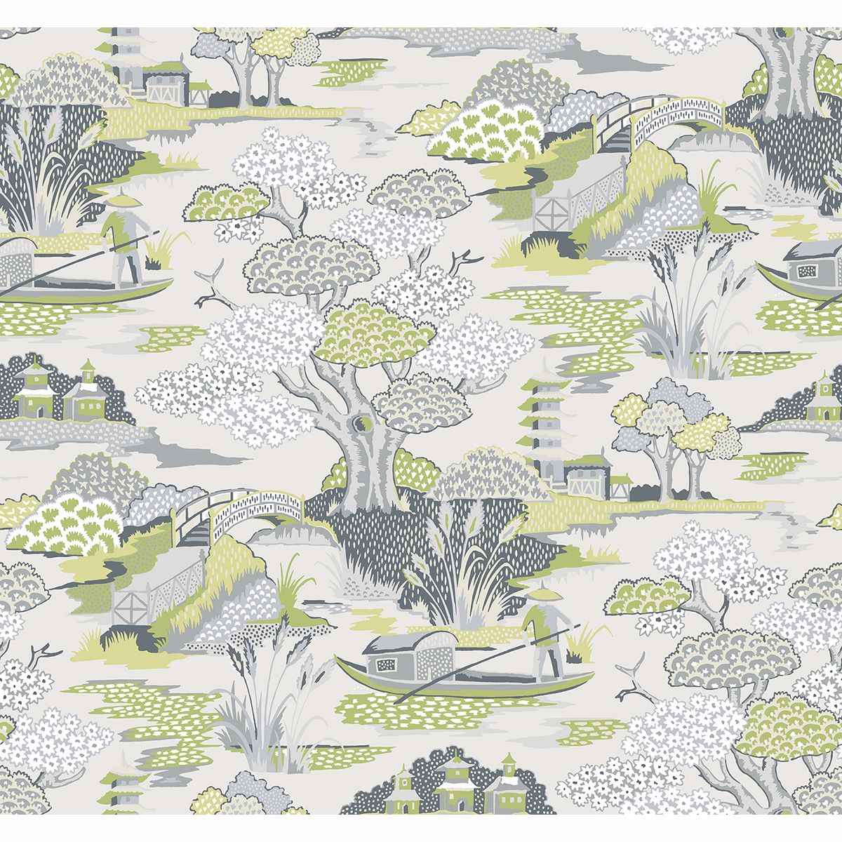 Joy De Vie Green Toile Wallpaper - York Wallcoverings - 2901-87508